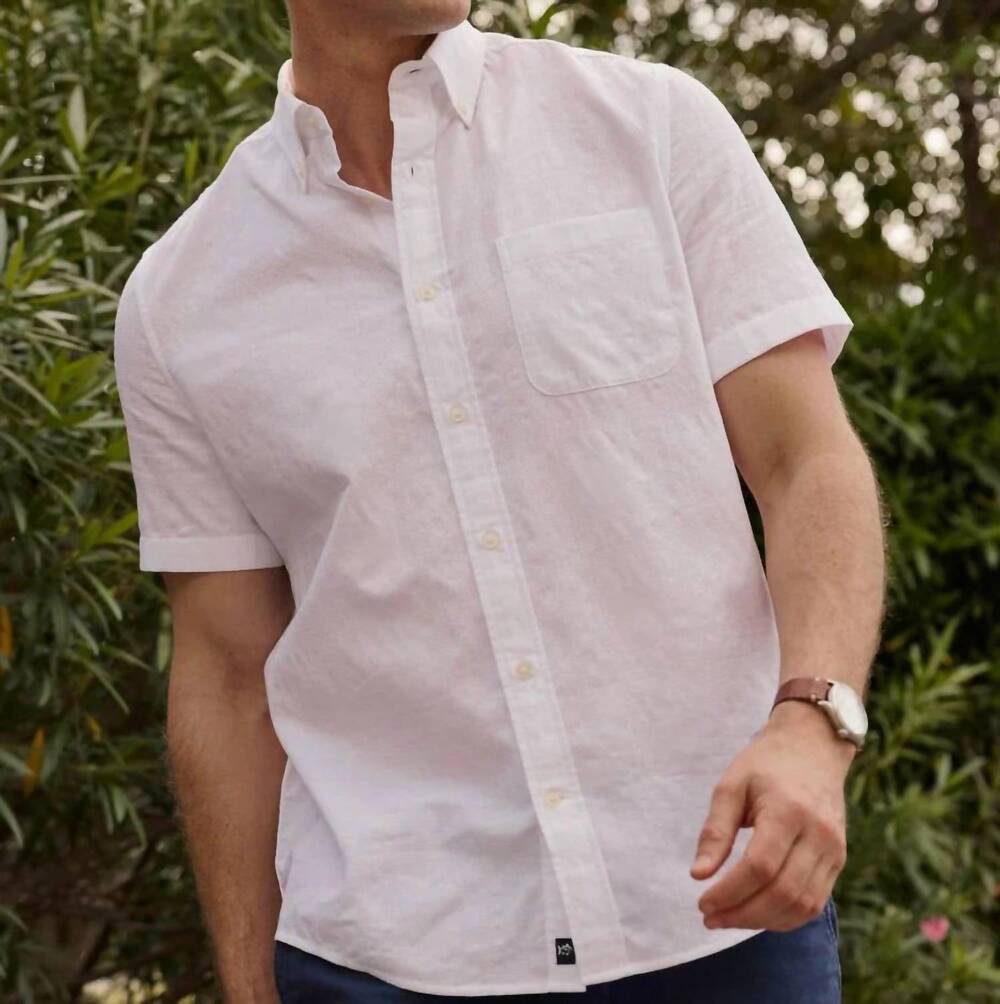 NEW SOUTHERN TIDE fort fisher textured short sleeve sport shirt in beige